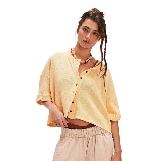 Women's Casual Linen Button Half Sleeve Solid Blouses