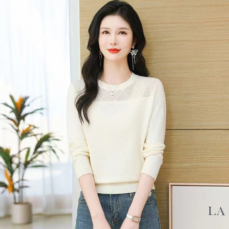 Women's Round Neck Jacquard Long-sleeved Loose Casual Temperament Wild Sweaters