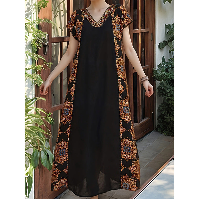 Women's Short-sleeved Overknee Summer Idle Style Improved Dress