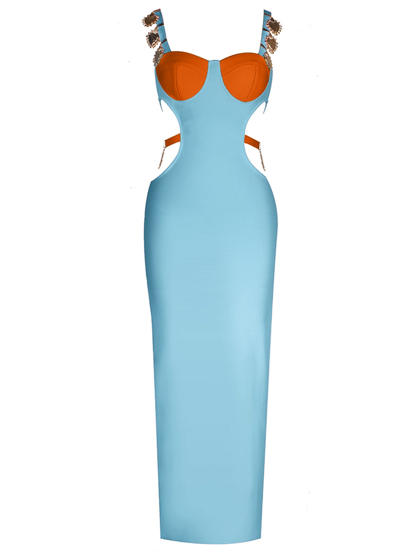 Ornament Hollow Backless Split Bandage Long Dresses