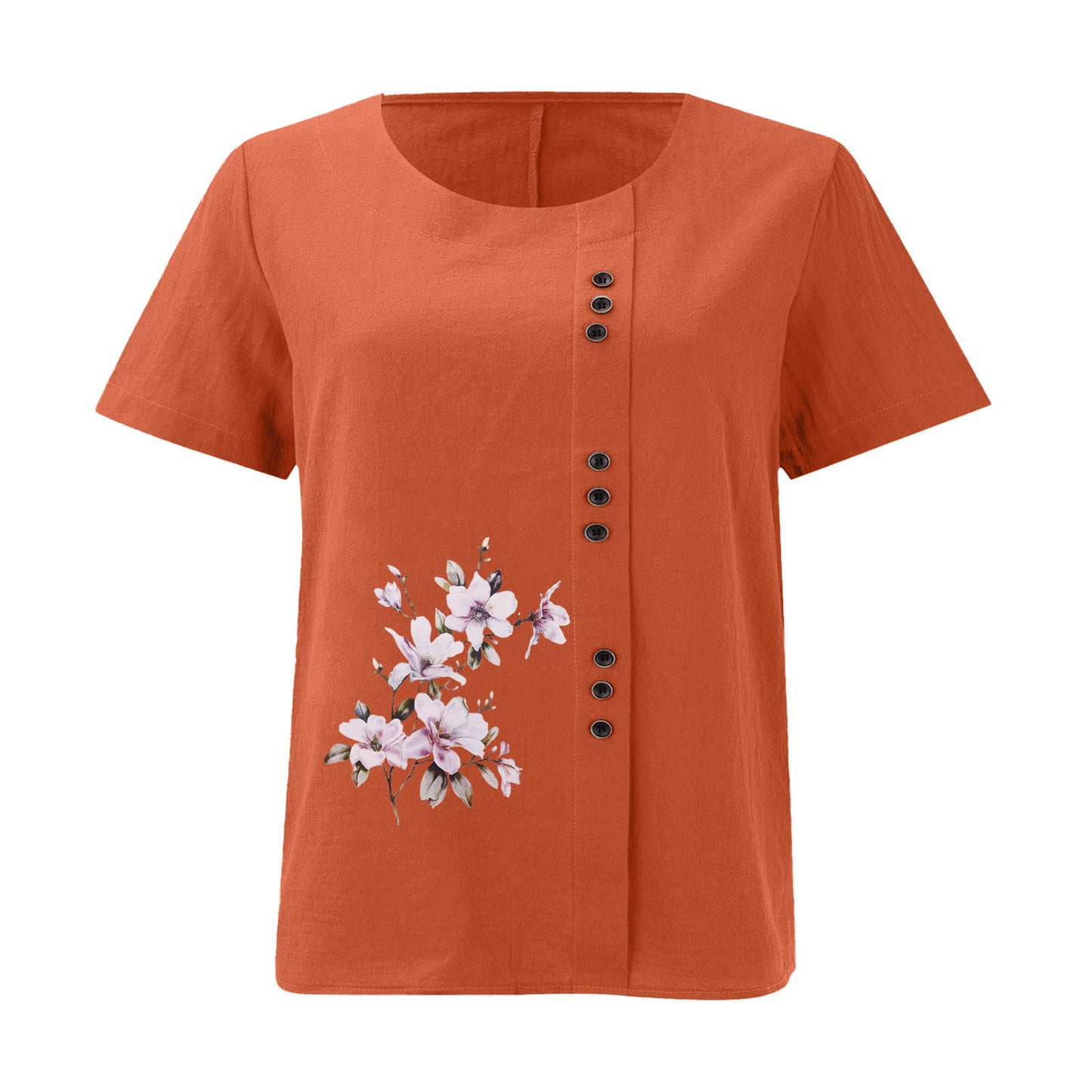 Women's Cotton Linen Retro Casual Loose Short-sleeved Blouses