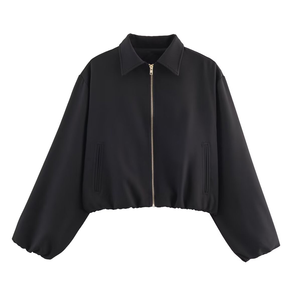 Women's Fashion Casual Solid Color Zipper Puffy Coats