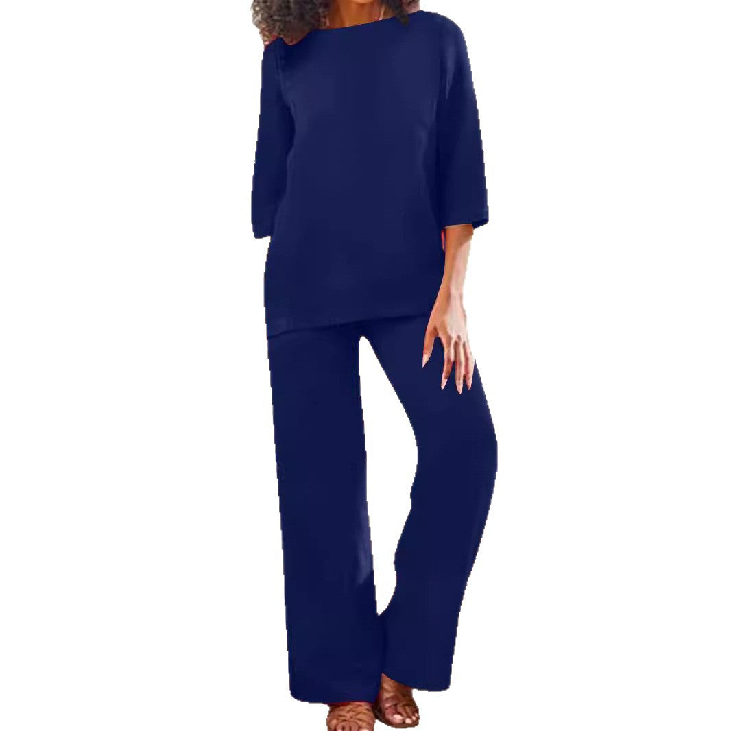 Women's Color National Style Retro Cotton Linen Long Pants
