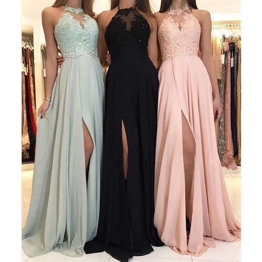 Summer Halter Lace Chiffon Dress Ball Dresses