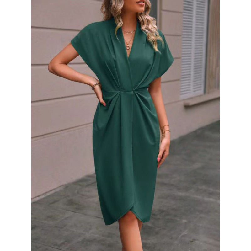 Women's Summer Solid Color Satin Sleeve Long Shorts