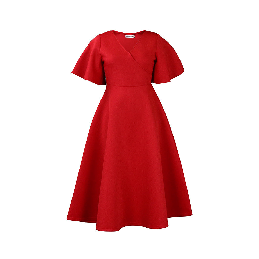 Women's Clothes Flared Sleeves Fashionable Elegant Large Dress
