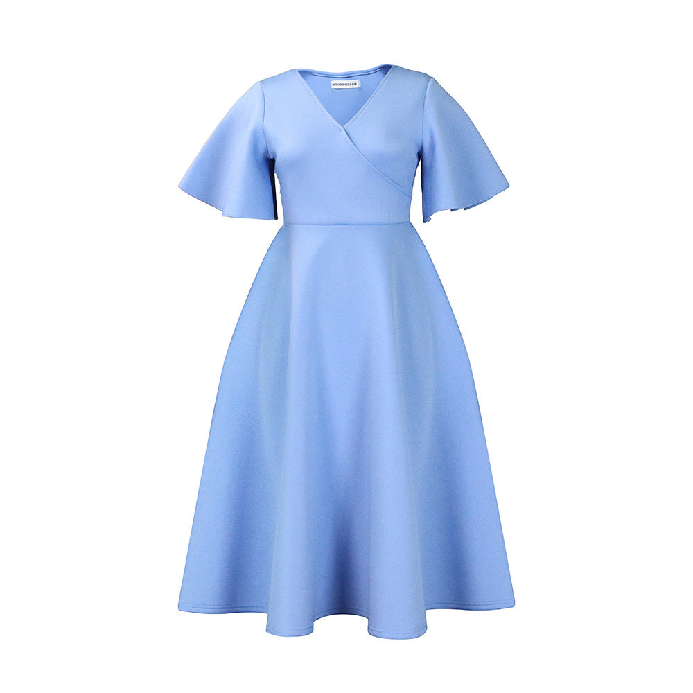 Women's Clothes Flared Sleeves Fashionable Elegant Large Dress