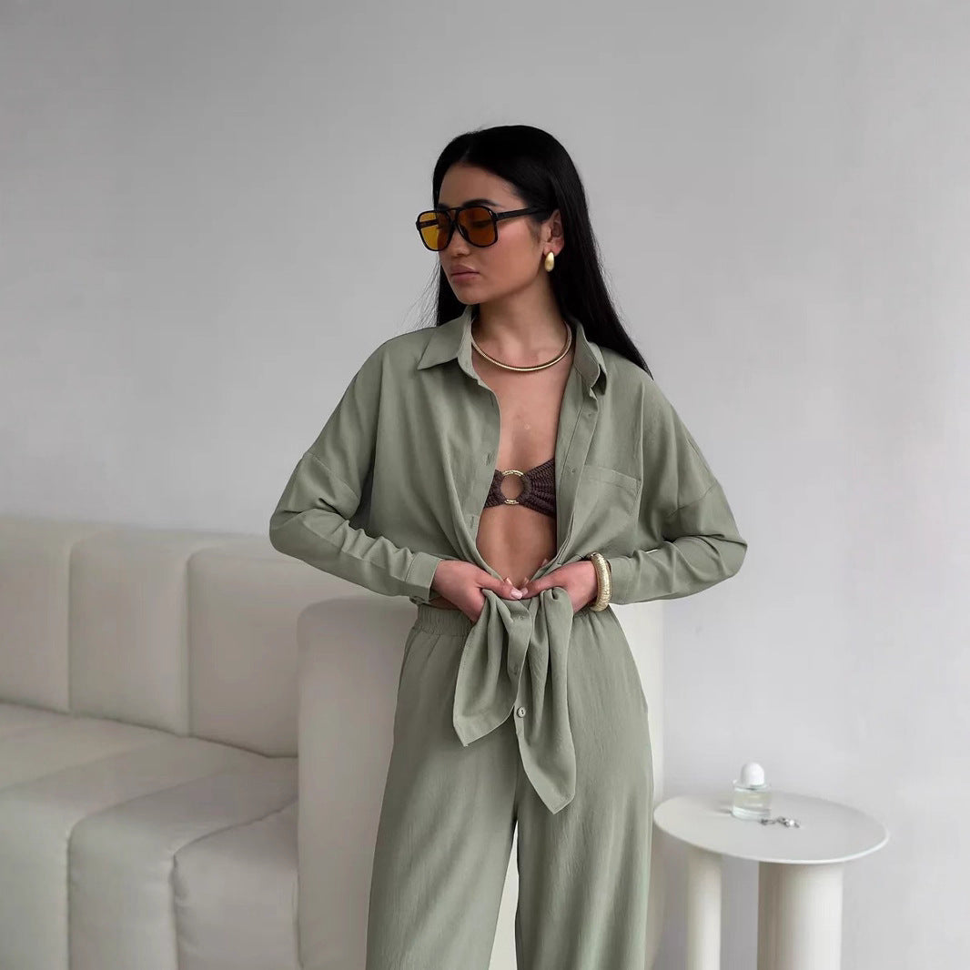 Unique Women's Solid Color Pocket Trousers Fashion Casual Suit