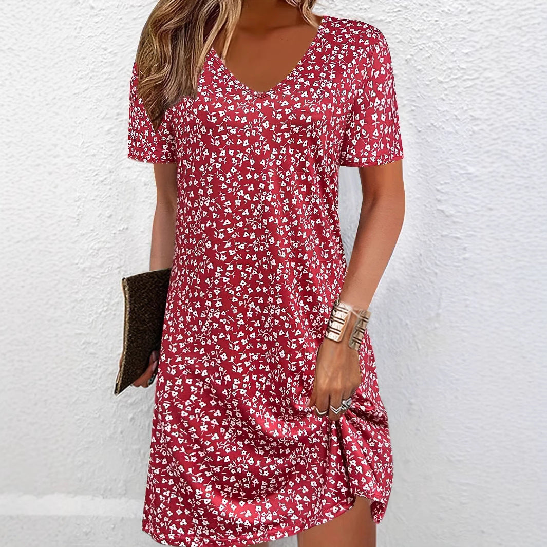 Durable Women's Summer Floral Print Sleeve Dress