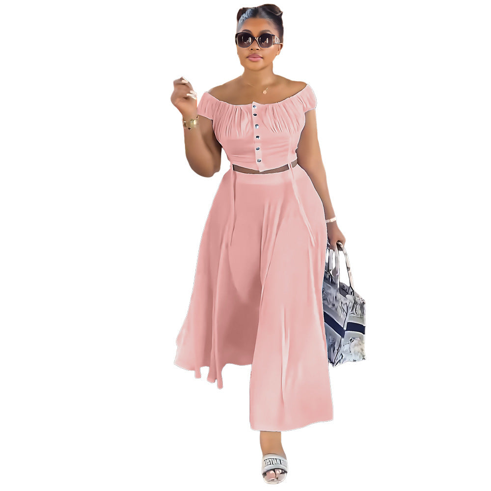 Line Draping Effect Long Fashion Two-piece Suits
