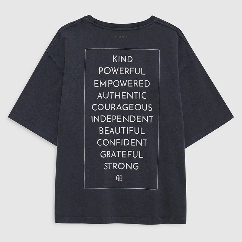 Women's Printing Wash Fried Color Distressed Black Gray Blouses