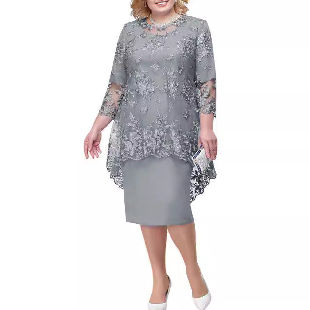 Women's Embroidery Two-piece Set Temperament Commute Slim Dresses