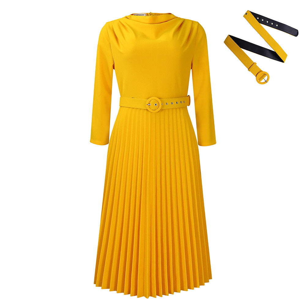 Women's Fashion Elegant Pleated Solid Color Skirts
