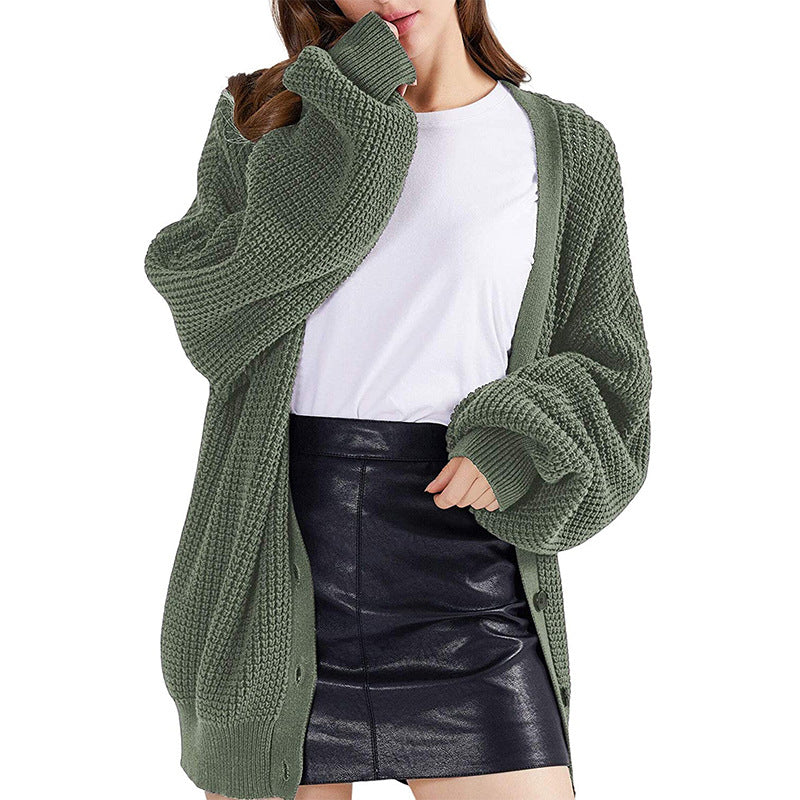Women's Net Small Batch Knitted Single-breasted Loose Sweaters