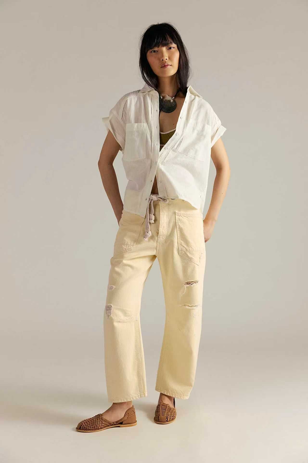 Eight Colors Fashion American Retro Washed Jeans