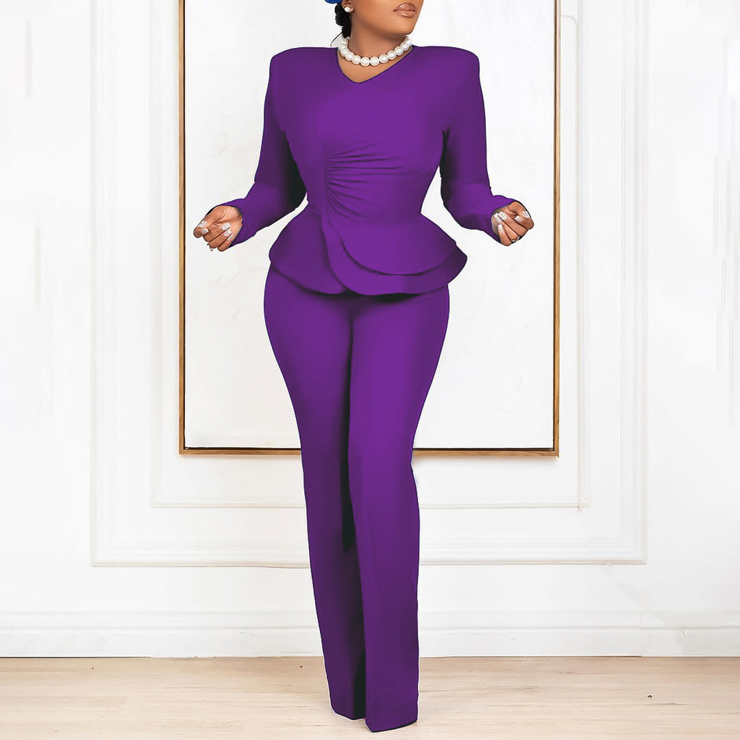 Pretty Charming Innovative Unique Ruffles Two-piece Fashion Casual Suit