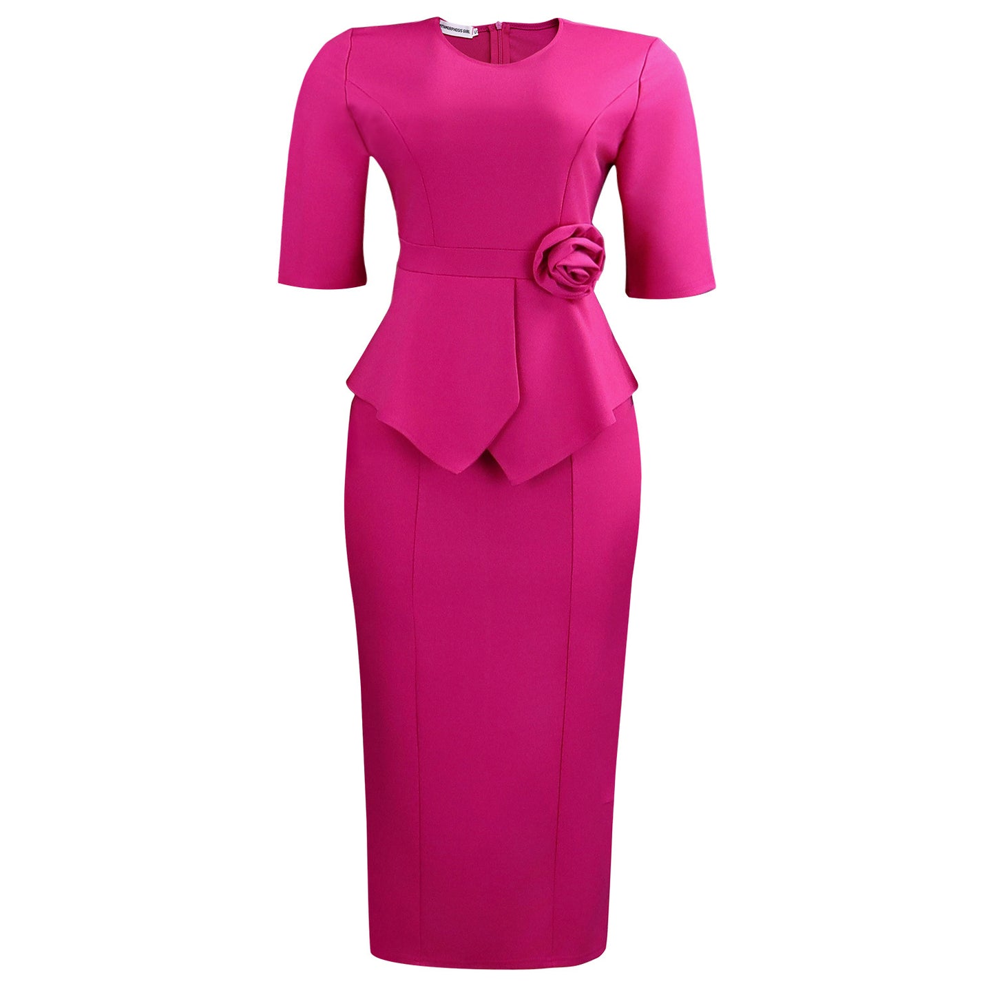 Women's Summer Fashionable Elegant Solid Color Sheath Ruffled Three-dimensional Dress