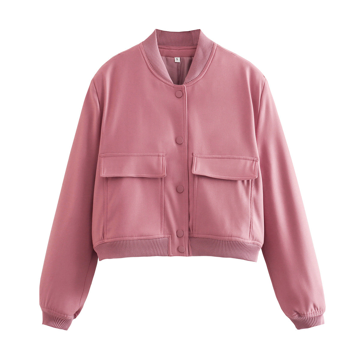 Women's Autumn Stand Collar Double Pocket Solid Jackets