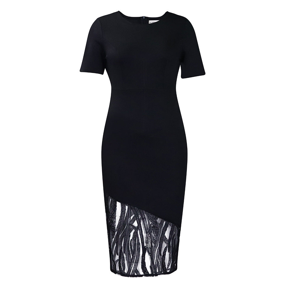Women's Large Summer Temperament Ol Beaded Sheath Dress