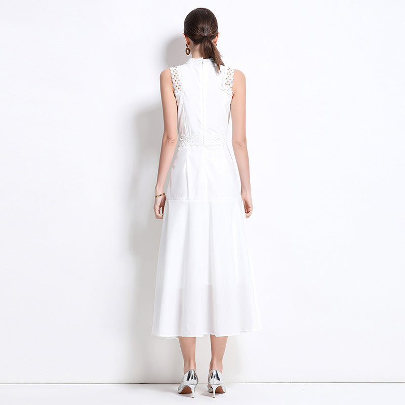 European Goods Lace Sleeveless Waist Dress Dresses