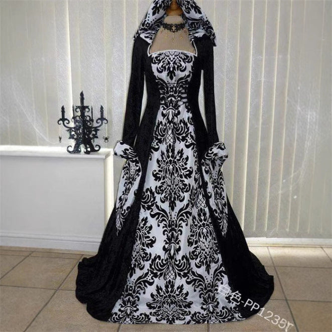 Dress Retro Hooded Sleeve Stage Performance Dresses