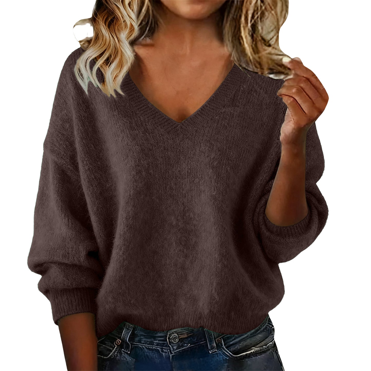 Women's Fashion Soft Loose Solid Color Casual Long Sweater