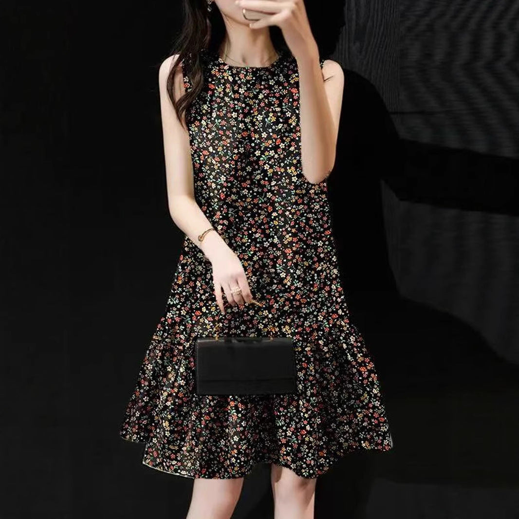 Women's Fashion Floral Sleeveless Round Neck Print Dress