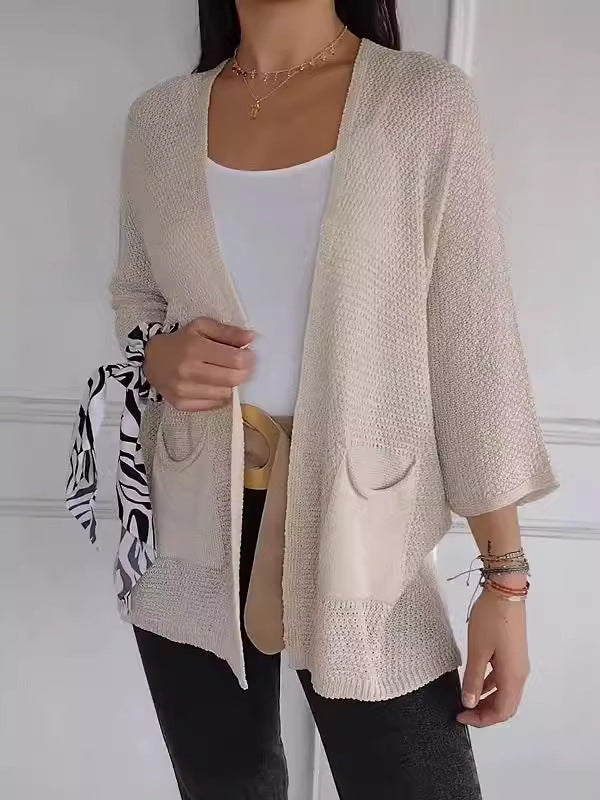 Charming Women's Waffle Sleeve Urban Casual Women's Sweater