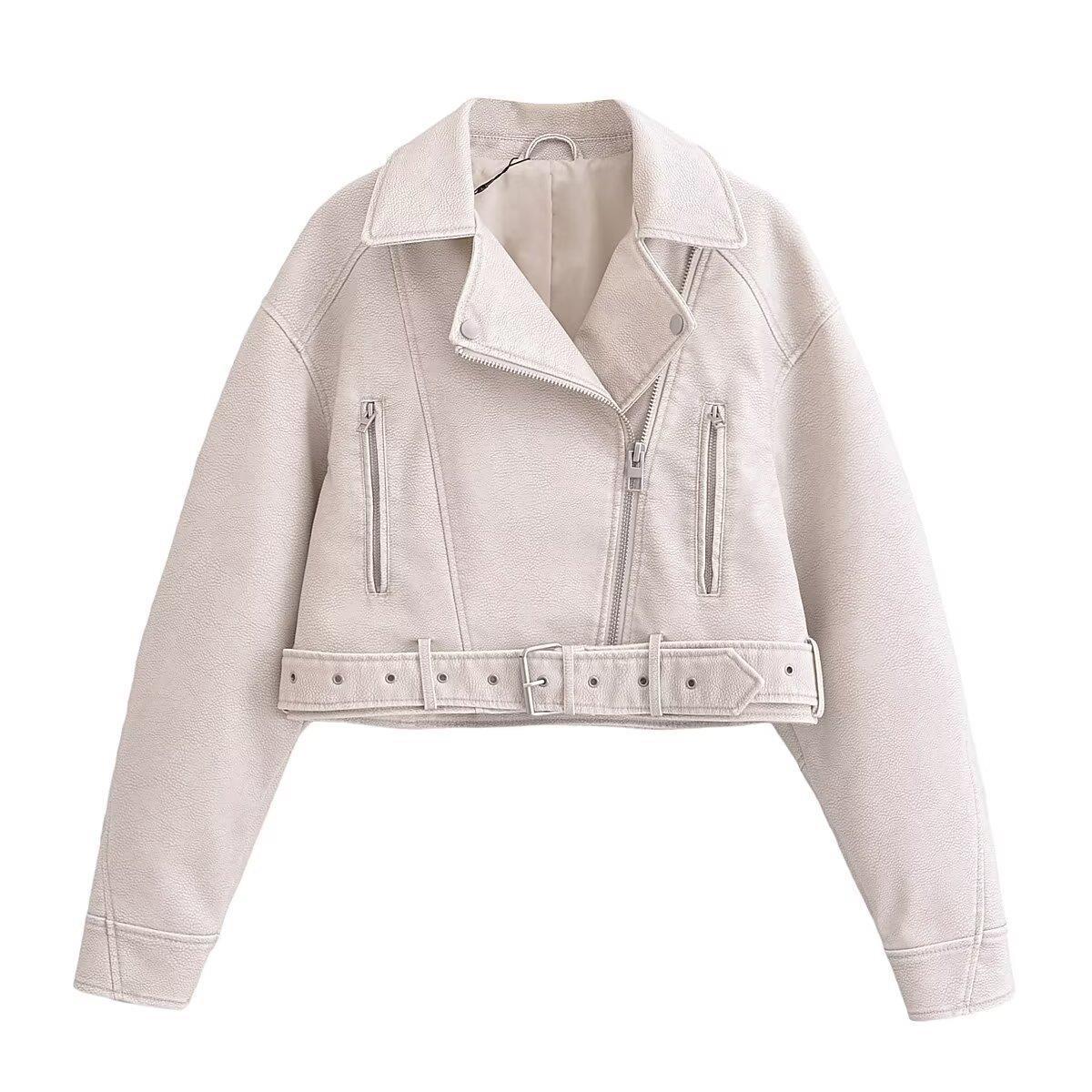 Women's Autumn Street Fashion Wash Imitation Leather Jackets