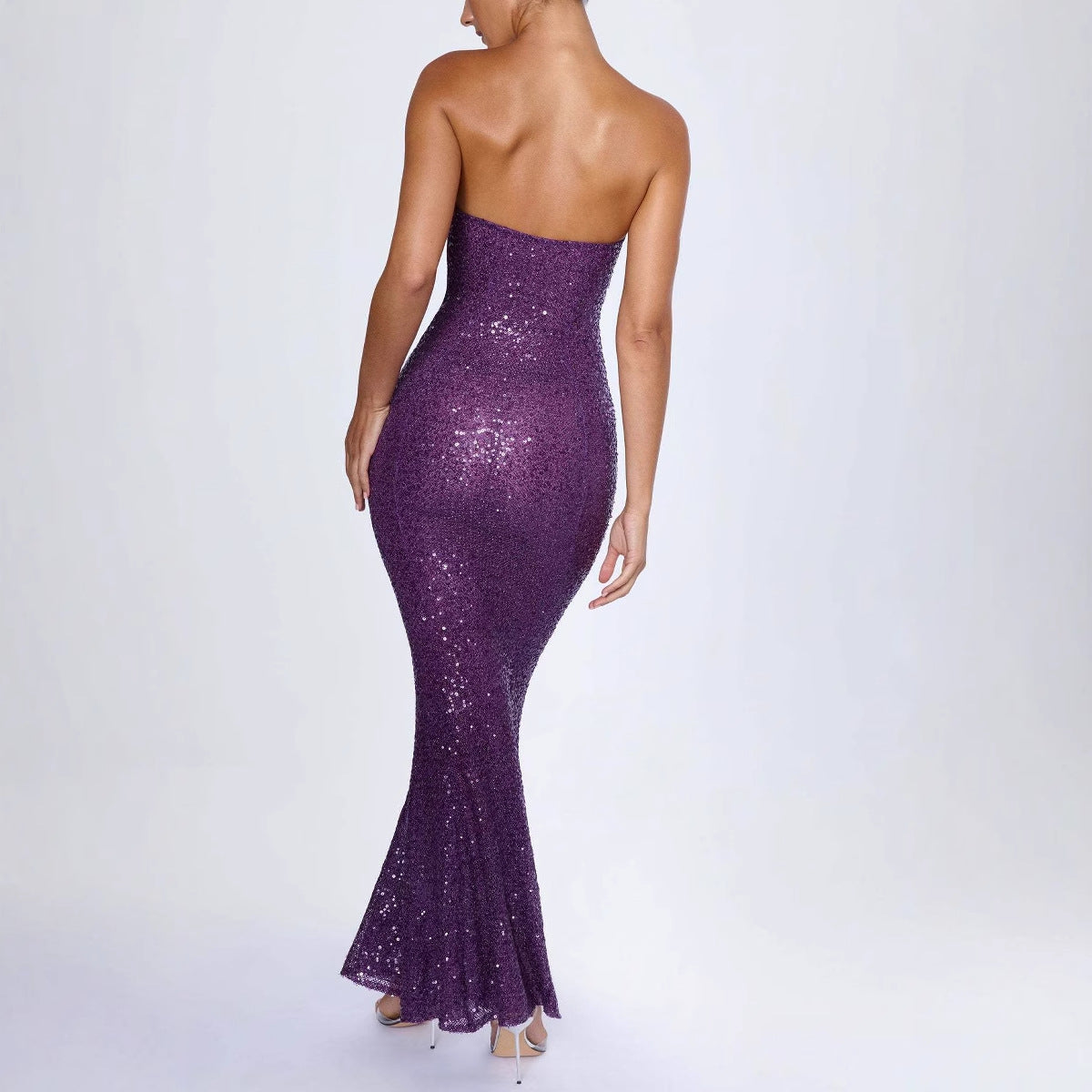 Women's Summer Tube Sequined Sexy Dress Backless Tops