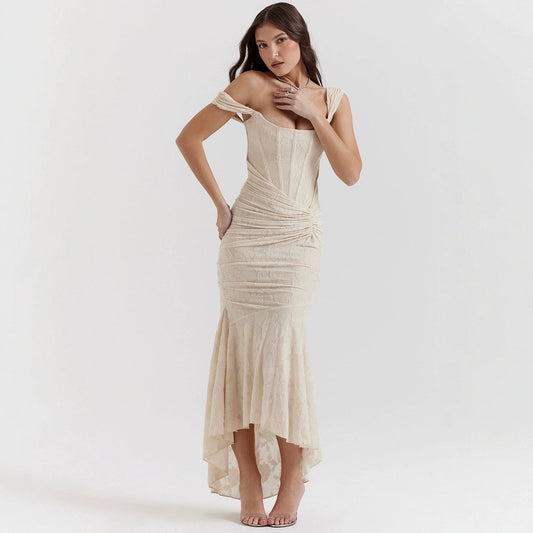 Women's Sexy Sleeveless Solid Color Fishbone Long Dresses