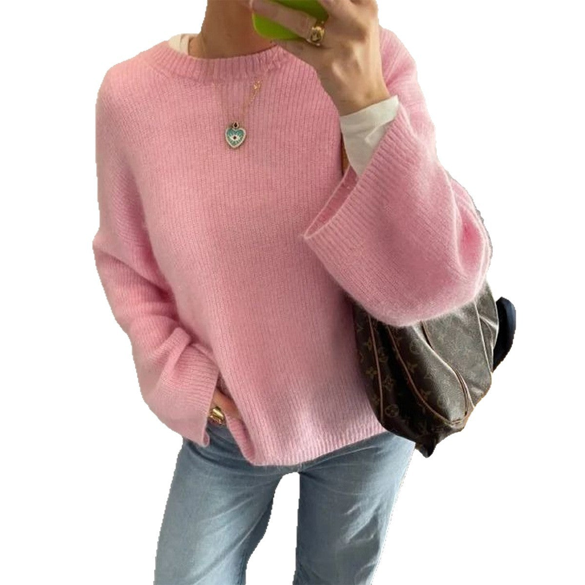 Women's Fashion Temperament Pure Color Long Sleeve Sweaters