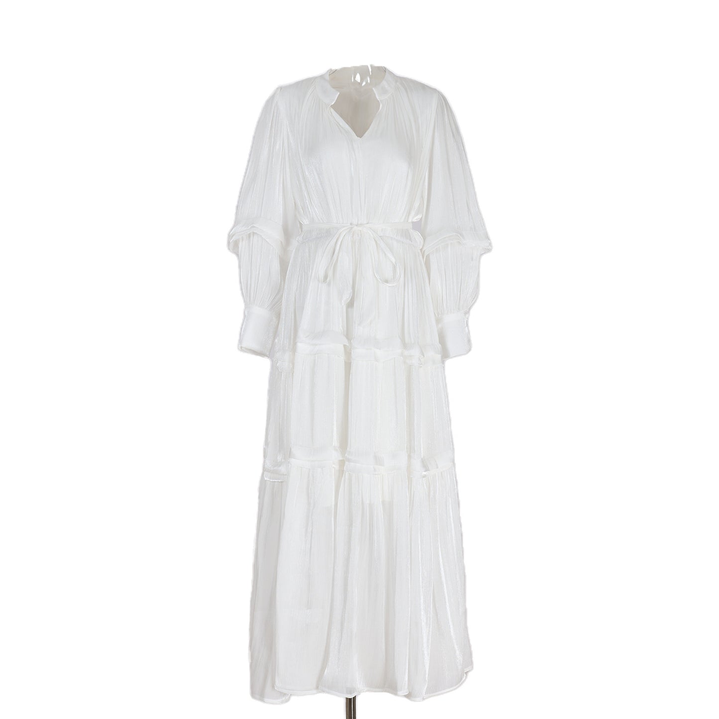 Women's High-grade Lantern Sleeve Ruffled Dress Mercerized Dresses