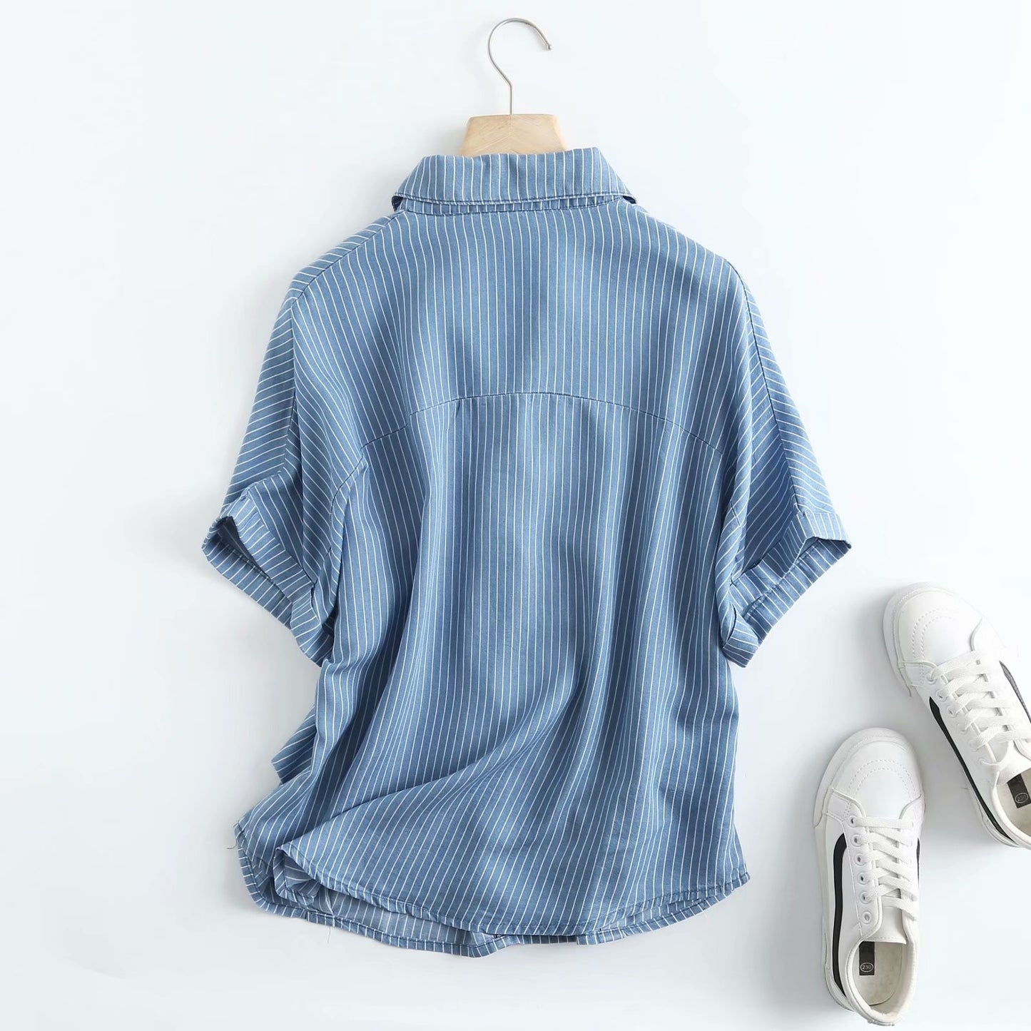 Women's Summer Super Soft Shirt Style Denim Blouses