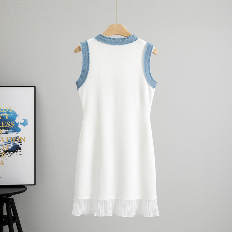 Women's Washed Denim Knitted Summer Midi Dress