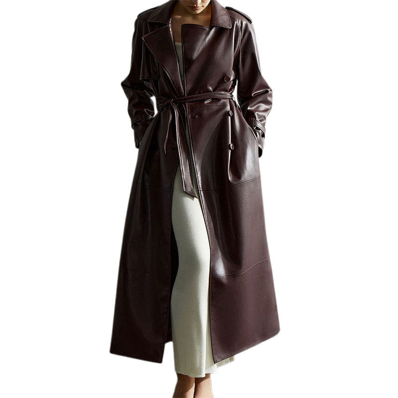 Women's Style High-grade Sheepskin Leather Long Winter Coats