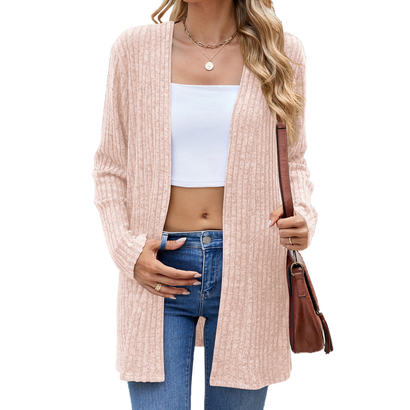 Long Sleeve Loose Sunken Stripe Sanding Women's Sweater