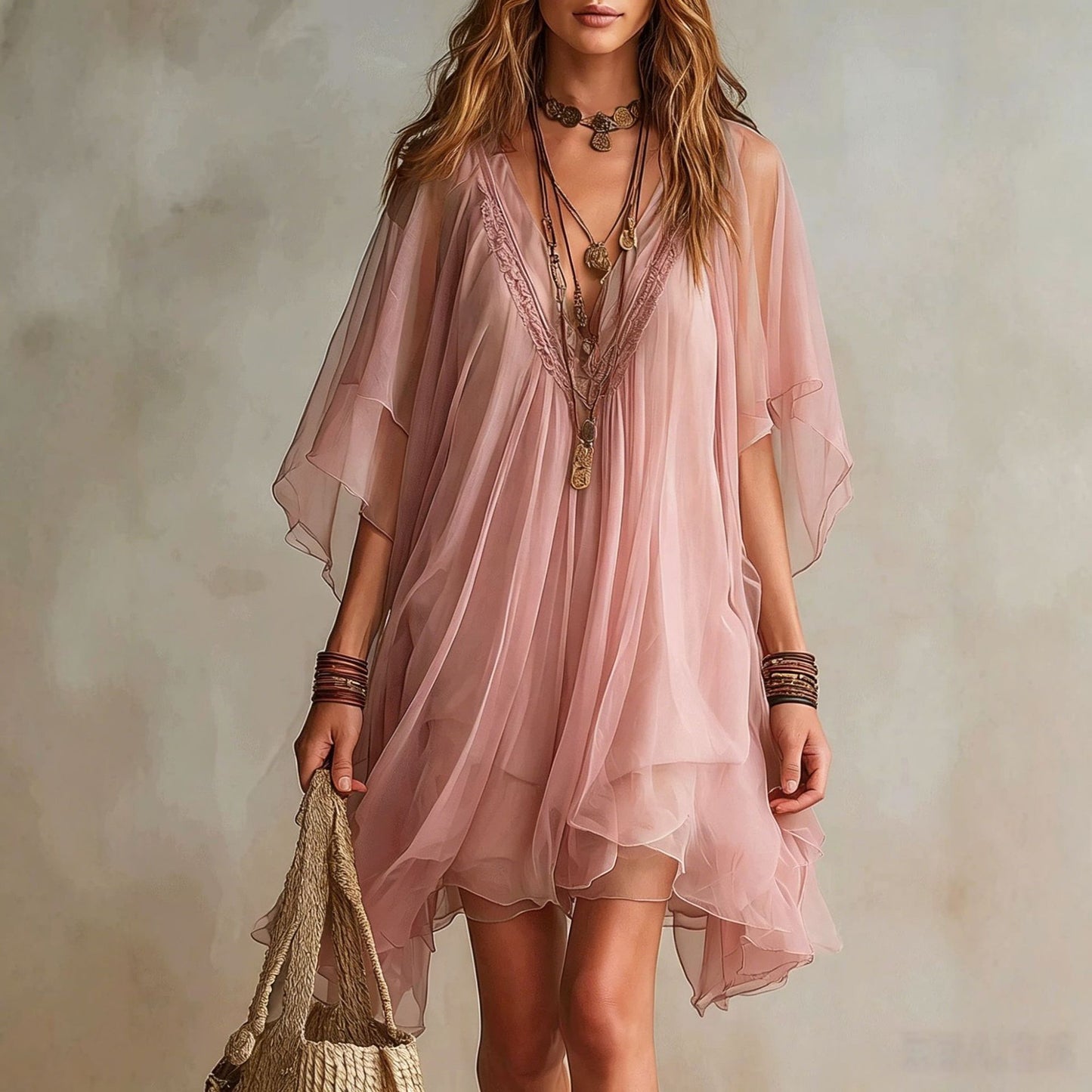 Women's Summer Chiffon Seaside Vacation Loose Beach Dress