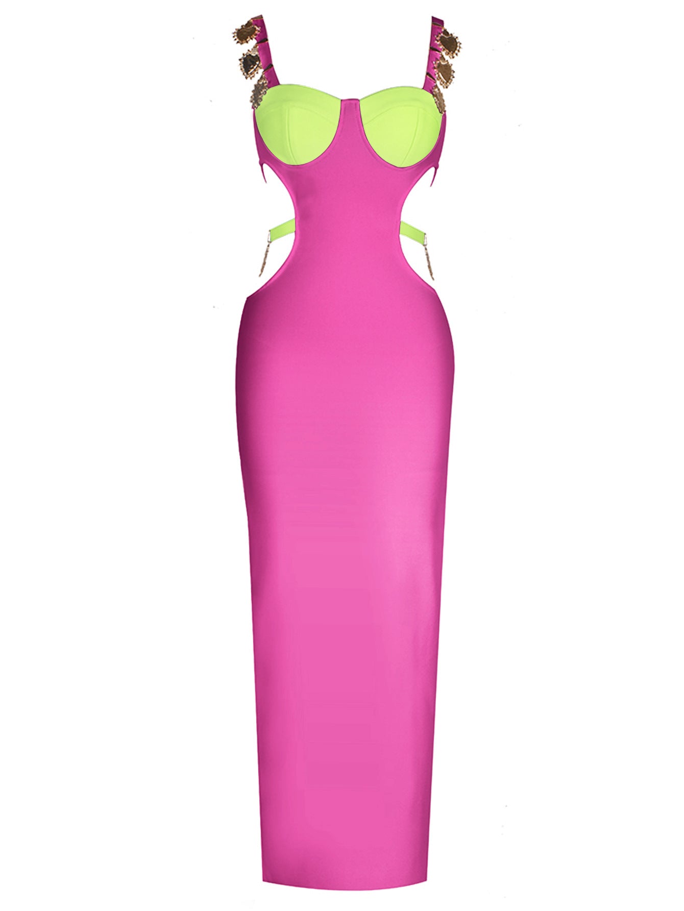 Ornament Hollow Backless Split Bandage Long Dresses