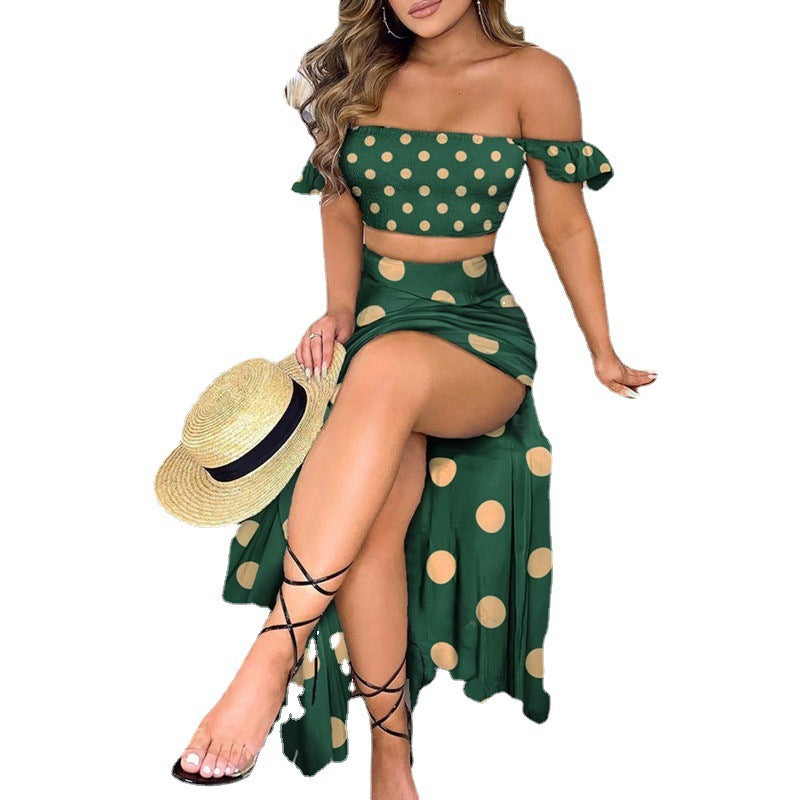 Women's French Bohemian Printed Mid-length Retro Tube Suits