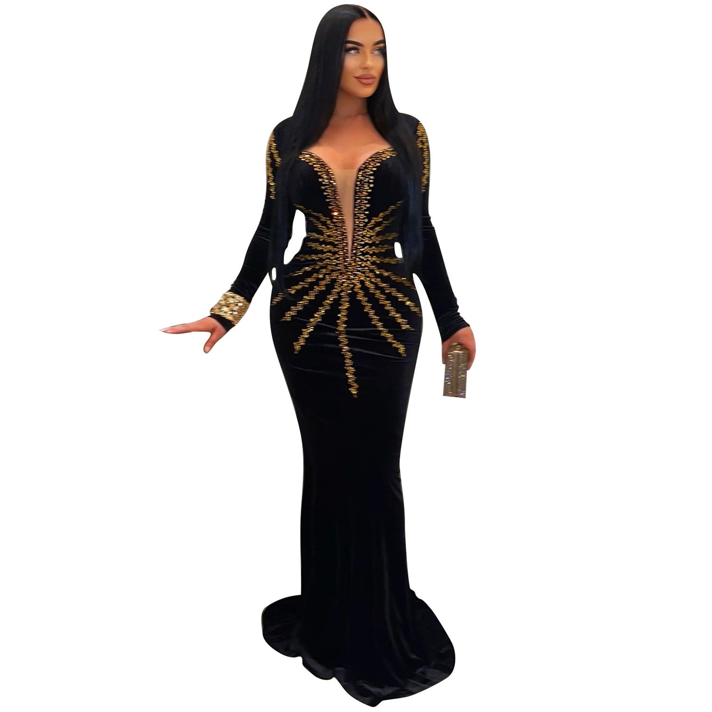 Women's Sexy Nightclub Party Long-sleeved Dress Fishtail Dresses