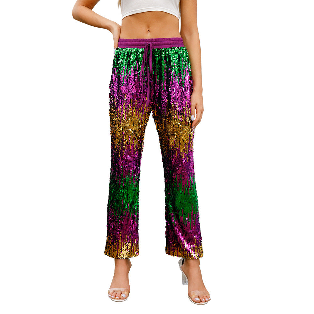 Women's Fashion Casual Drawstring Waist Gradient Color Pants