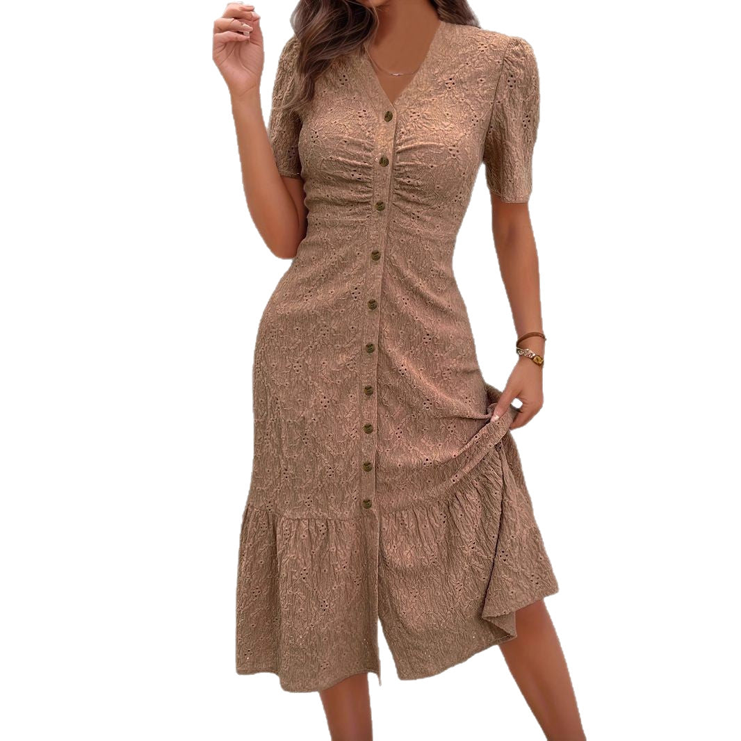 Women's Summer Peter Pan Collar Sleeve Solid Color Shorts