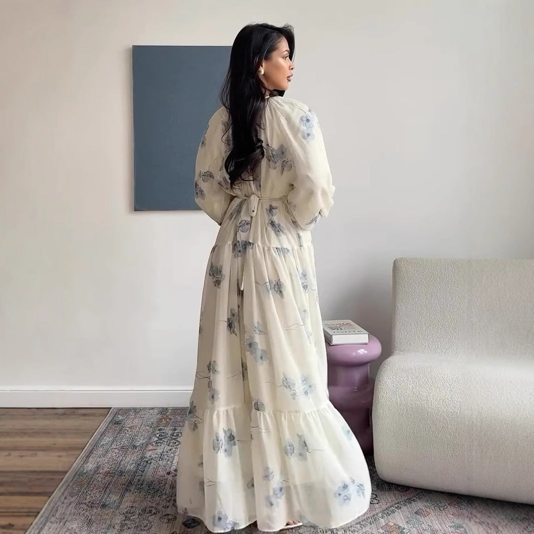 Printed Fairy Intellectual Style Long Sleeve Dresses