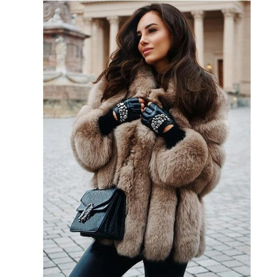 Women's Classic Faux Fox Fur Mid-length Coats