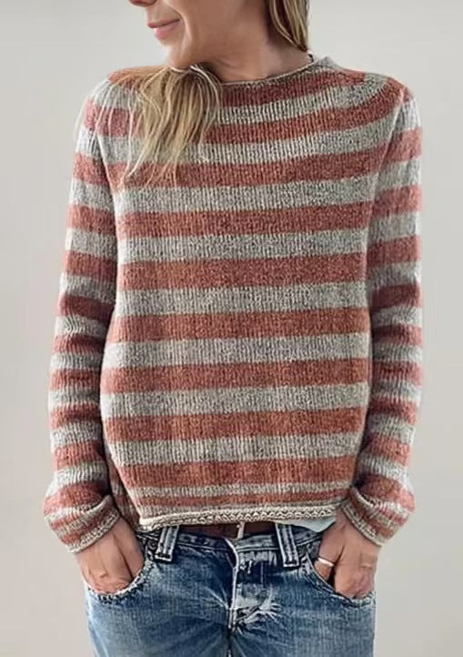 Women's Round Neck Multicolor Loose Fashion Pullover Sweater