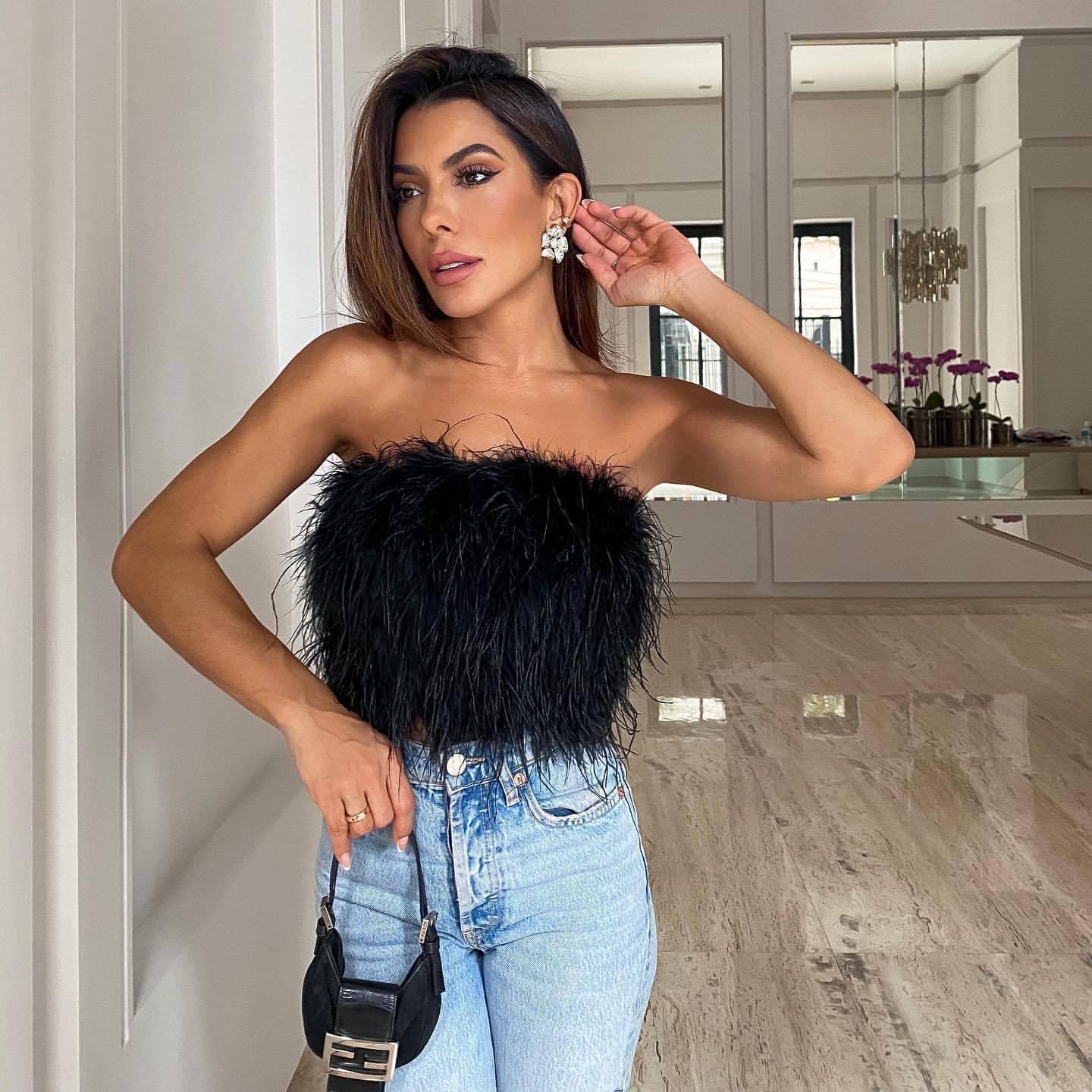 Clearance Fashion Fluffy Fur Tube Versatile Dress