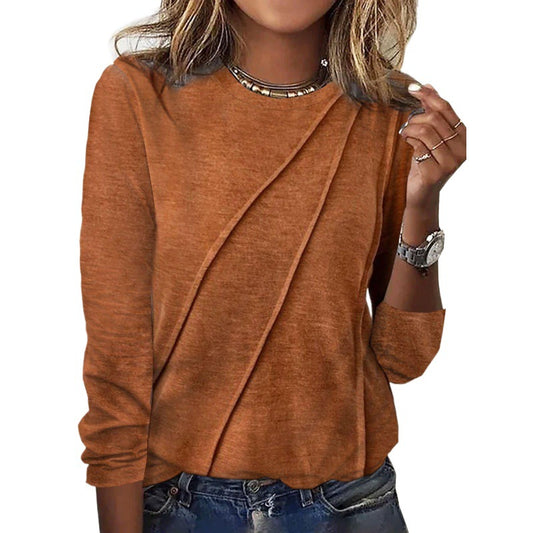 Women's Solid Color Long Sleeve Pullover T-shirt Blouses