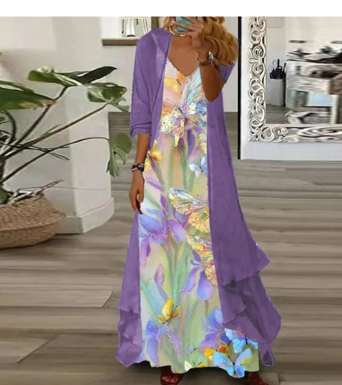 Women's Inner Dress Two-piece Chiffon Printed Dresses