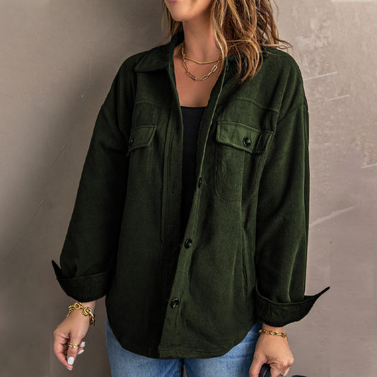Women's Long Sleeve Clothes Lapel Loose Single-breasted Cardigans